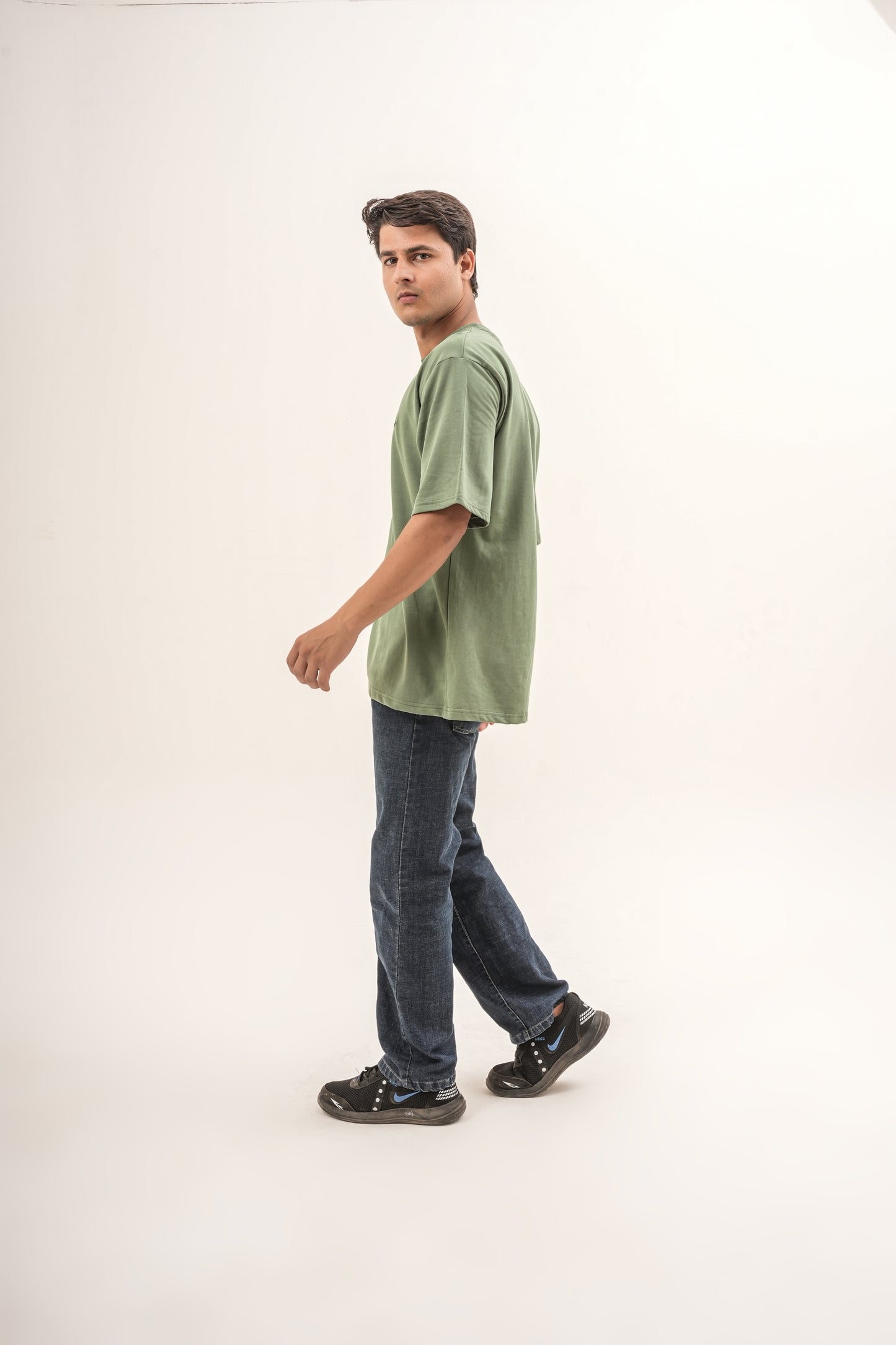 GRN Men’s Oversized T-Shirt French Terry Cotton Round Neck Half Sleeve