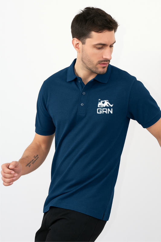 GRN Men’s Cotton Polo T-Shirt – Half Sleeve, 220 GSM, Bio-Washed