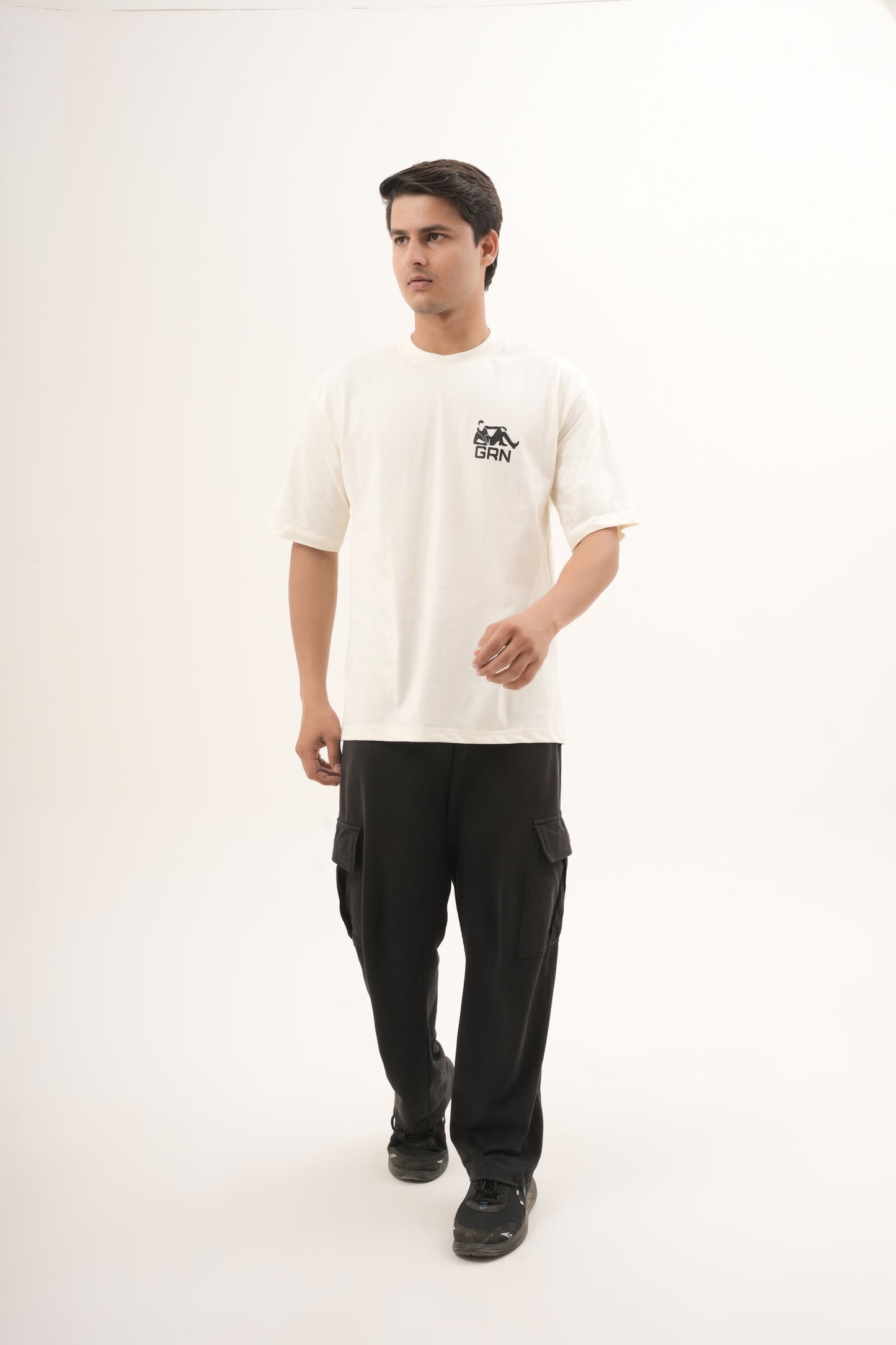 GRN Men’s Oversized T-Shirt French Terry Cotton Round Neck Half Sleeve