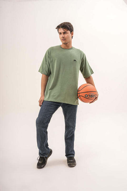 GRN Men’s Oversized T-Shirt French Terry Cotton Round Neck Half Sleeve