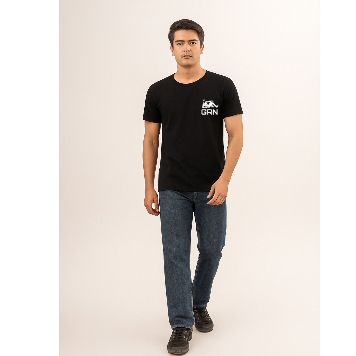 GRN Dot Knit Round Neck T-Shirt – Half Sleeve, 150 GSM, Lightweight Breathable Daily Wear