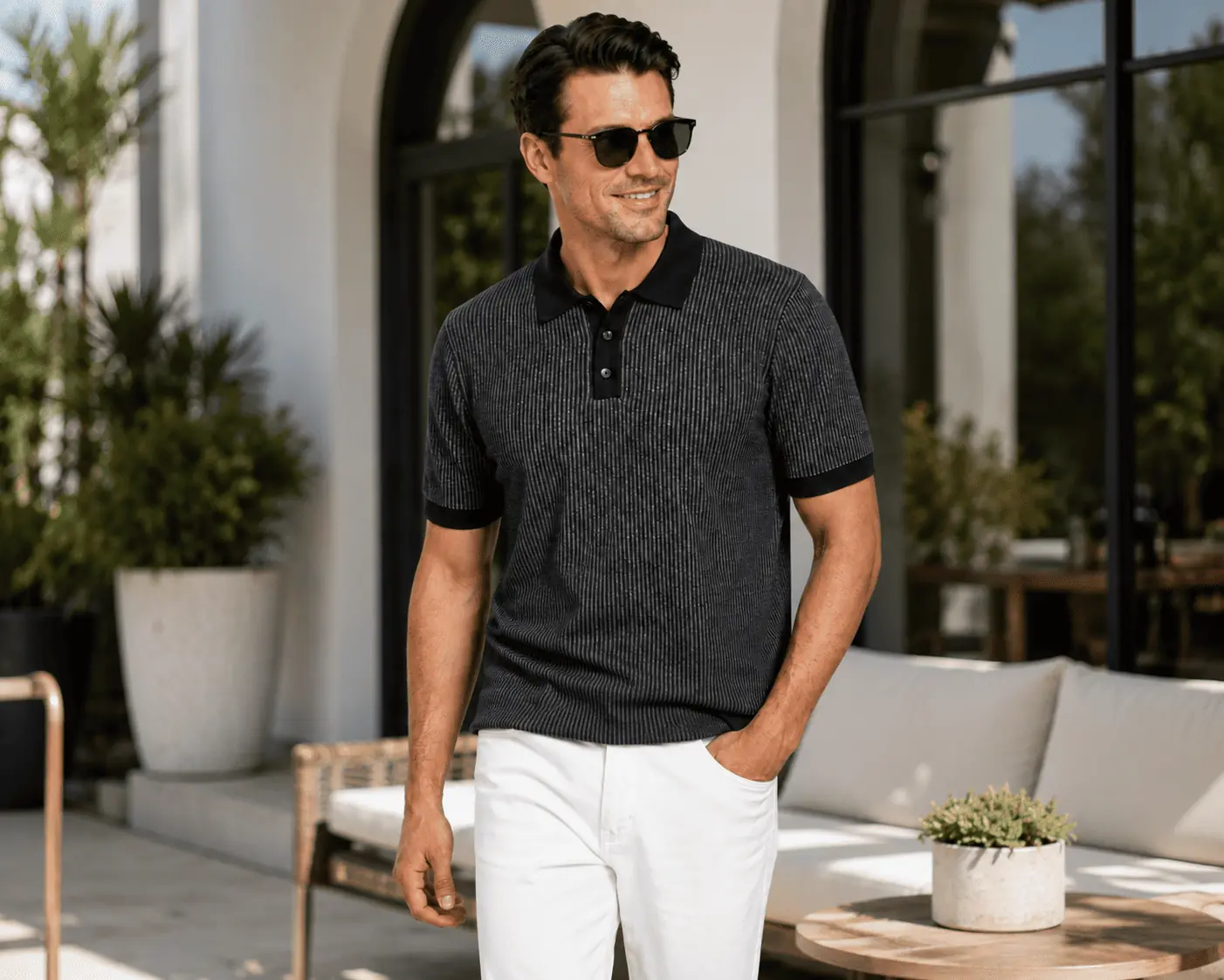 GRN Men's Black Striped Polo T-Shirt | Premium Cotton Blend Knit | Soft & Breathable Casual Polo - Image 8