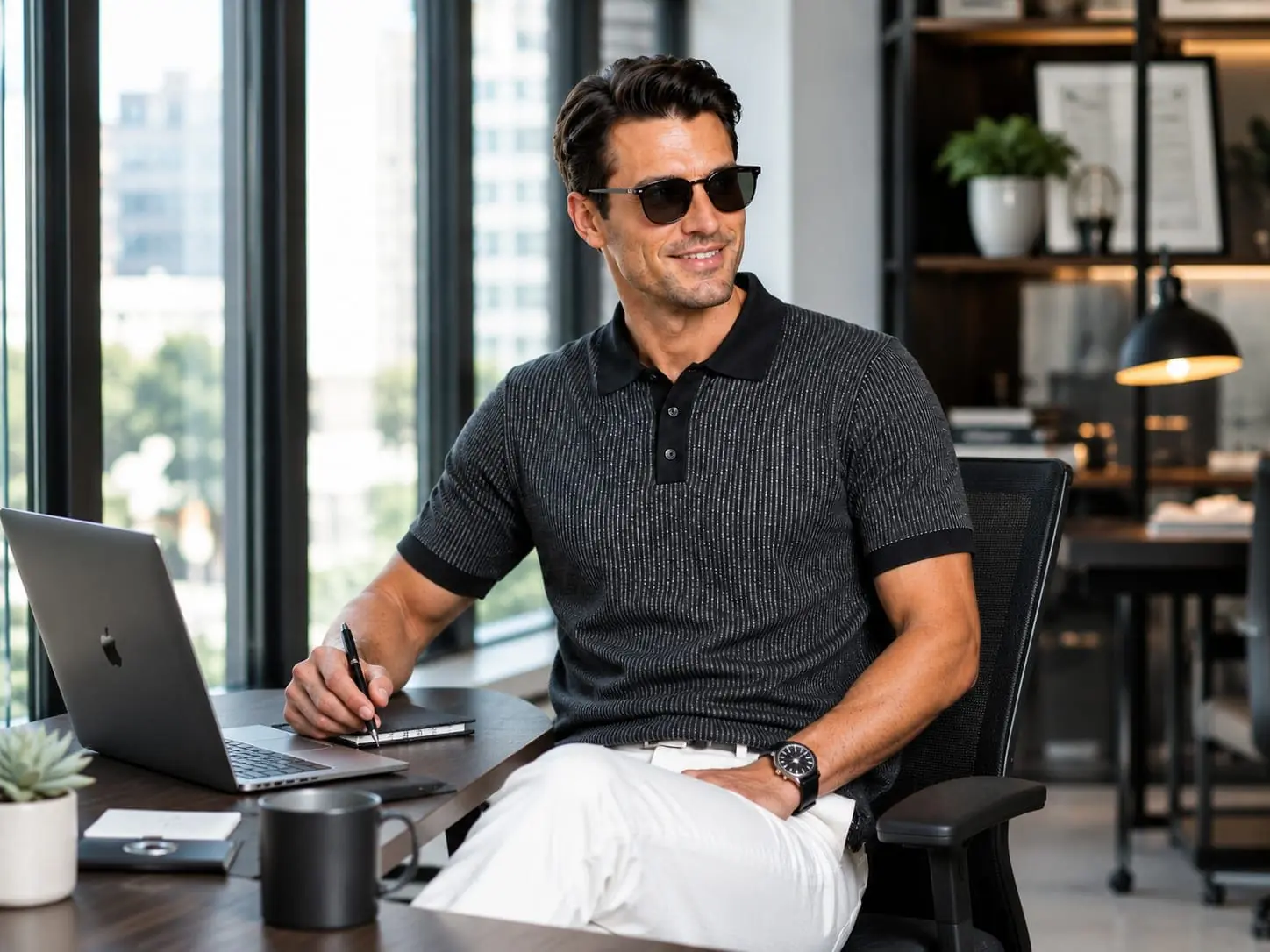 GRN Men's Black Striped Polo T-Shirt | Premium Cotton Blend Knit | Soft & Breathable Casual Polo