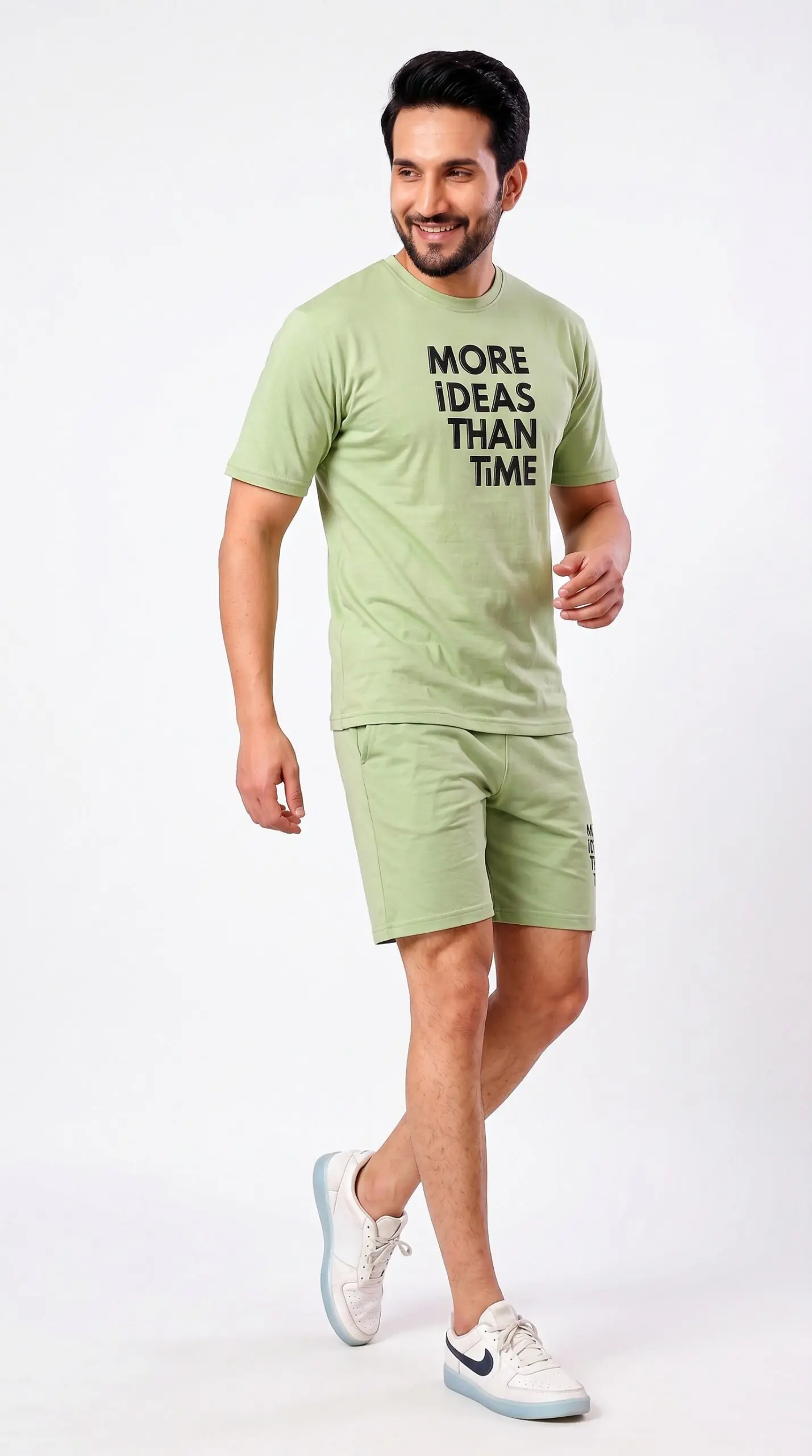 GRN Men's Pista Green Co-Ord Set | Hosiery Cotton T-Shirt & Shorts | Soft Breathable Summer Casual Wear - Image 6