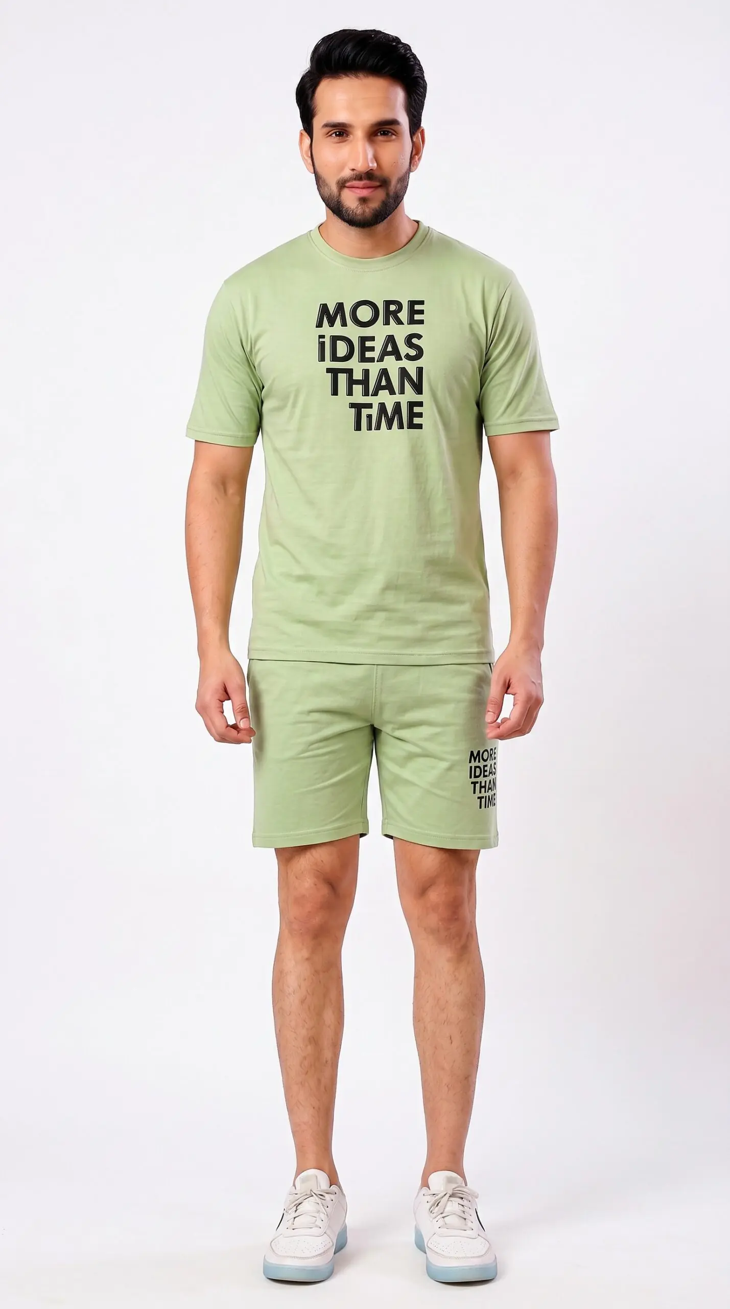 GRN Men's Pista Green Co-Ord Set | Hosiery Cotton T-Shirt & Shorts | Soft Breathable Summer Casual Wear - Image 4
