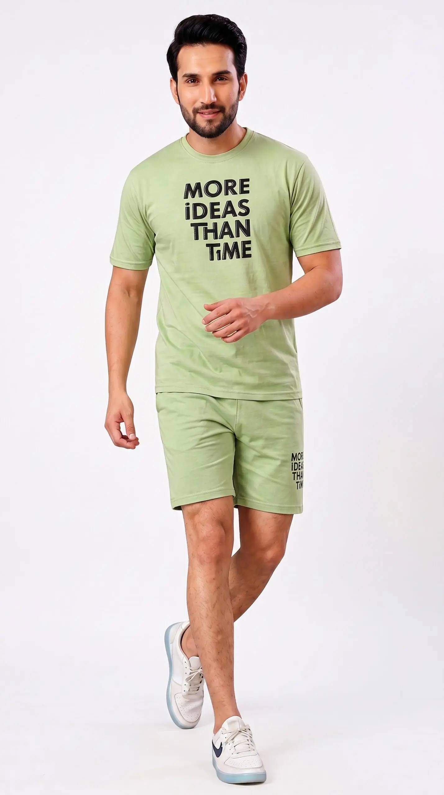 GRN Men's Pista Green Co-Ord Set | Hosiery Cotton T-Shirt & Shorts | Soft Breathable Summer Casual Wear - Image 7