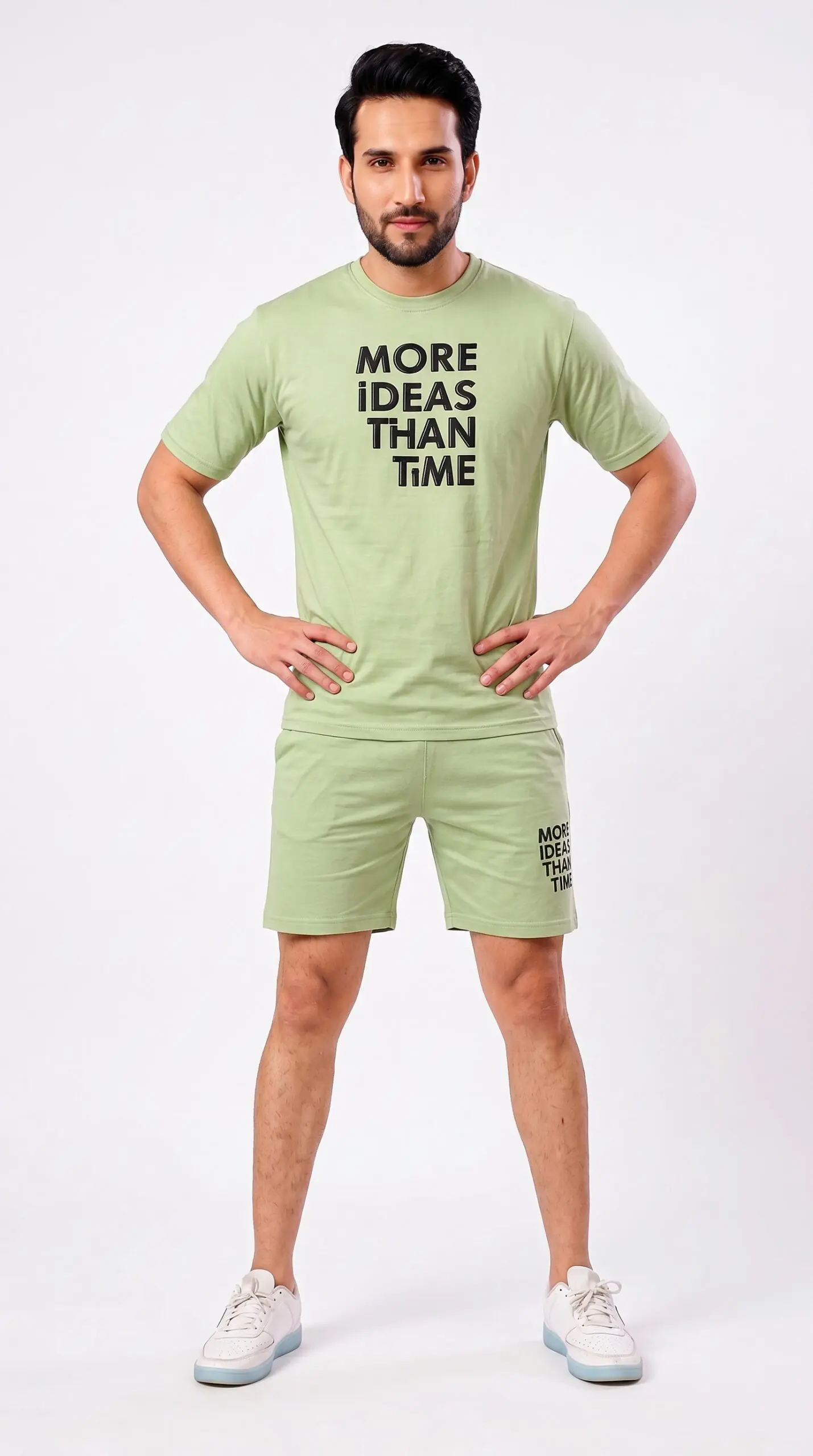 GRN Men's Pista Green Co-Ord Set | Hosiery Cotton T-Shirt & Shorts | Soft Breathable Summer Casual Wear - Image 9