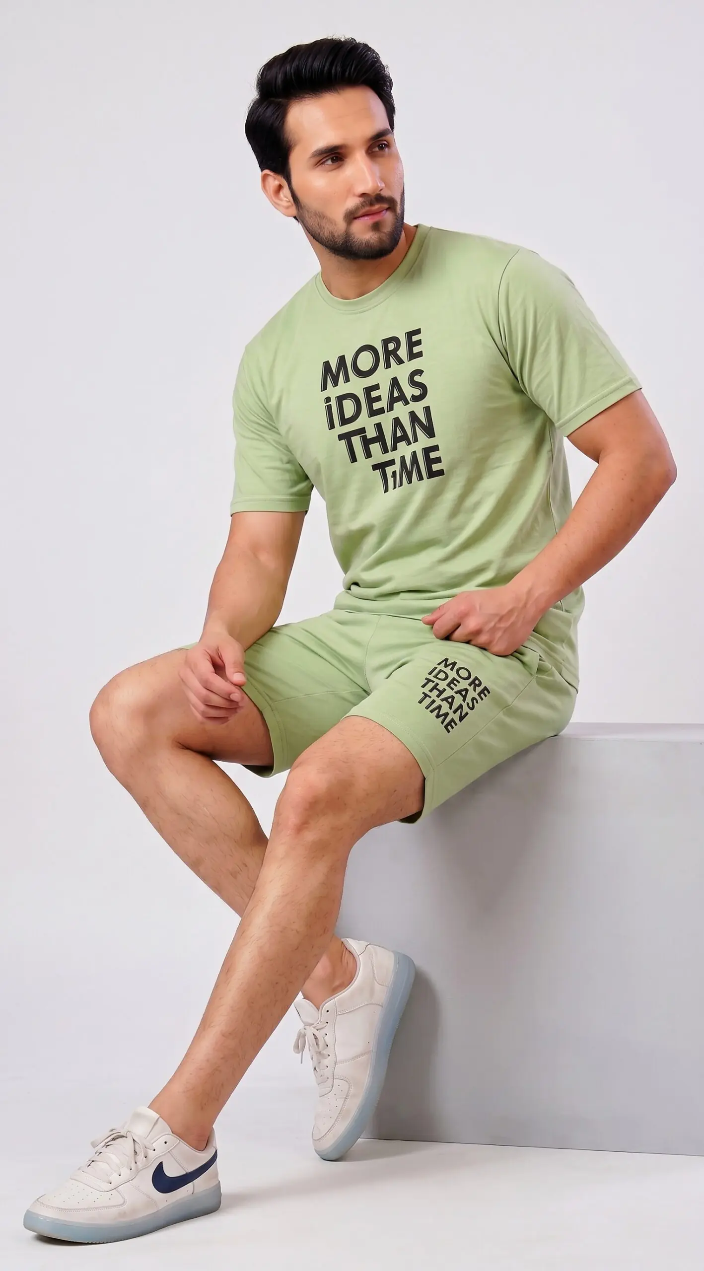GRN Men's Pista Green Co-Ord Set | Hosiery Cotton T-Shirt & Shorts | Soft Breathable Summer Casual Wear - Image 10
