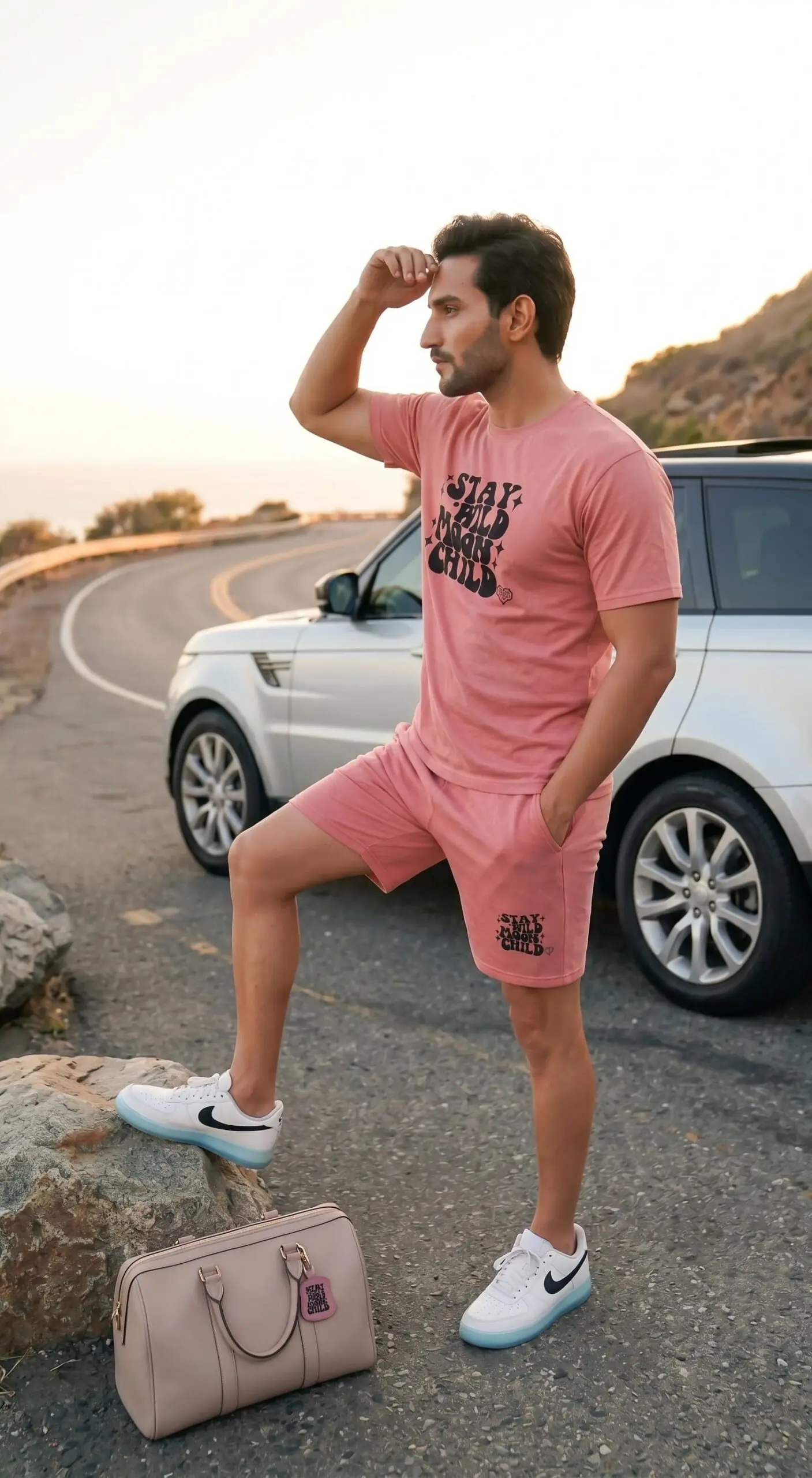 GRN Men's Peach Co-Ord Set | Hosiery Cotton T-Shirt & Shorts Set for Men | Casual Summer Wear - Image 4