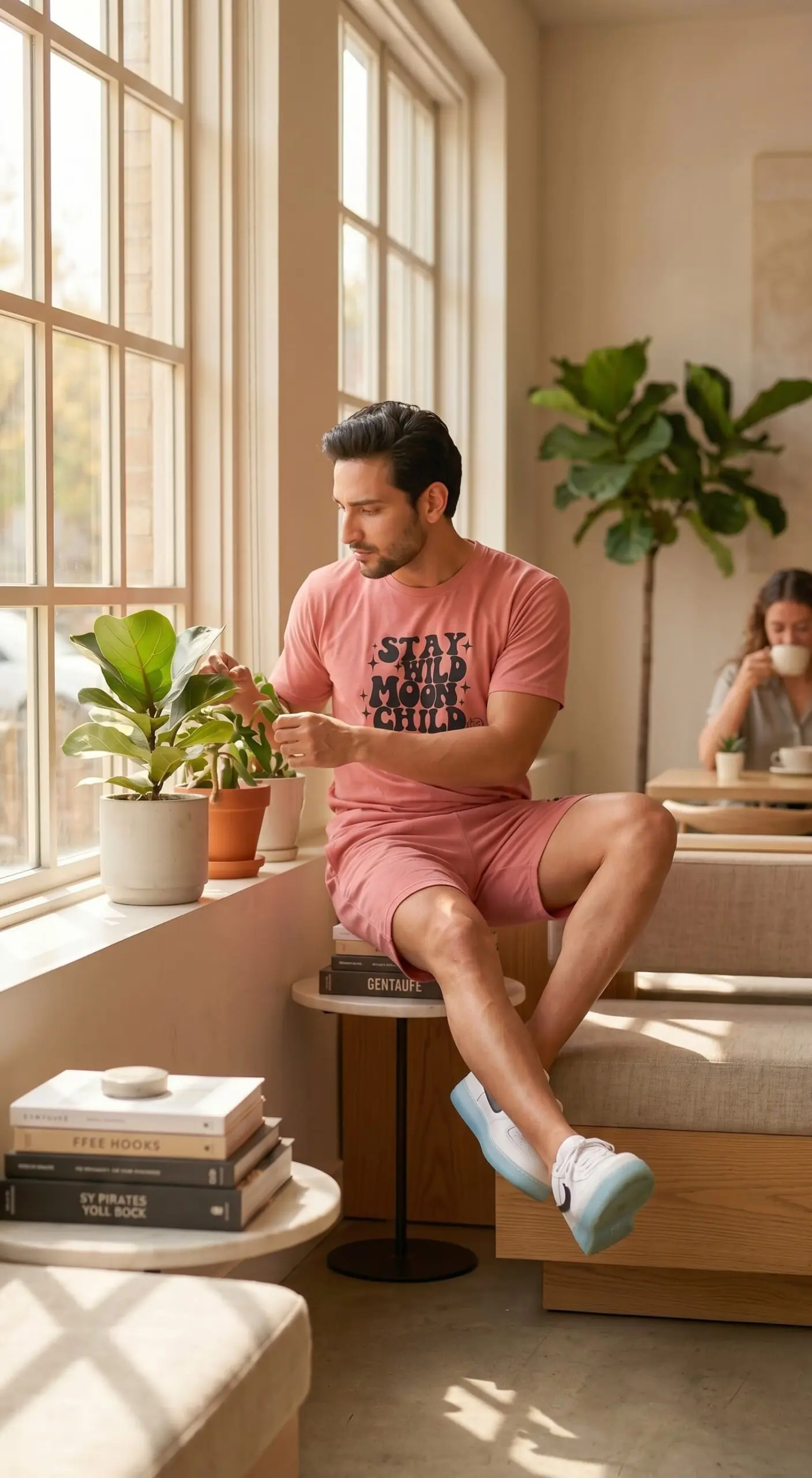GRN Men's Peach Co-Ord Set | Hosiery Cotton T-Shirt & Shorts Set for Men | Casual Summer Wear - Image 2