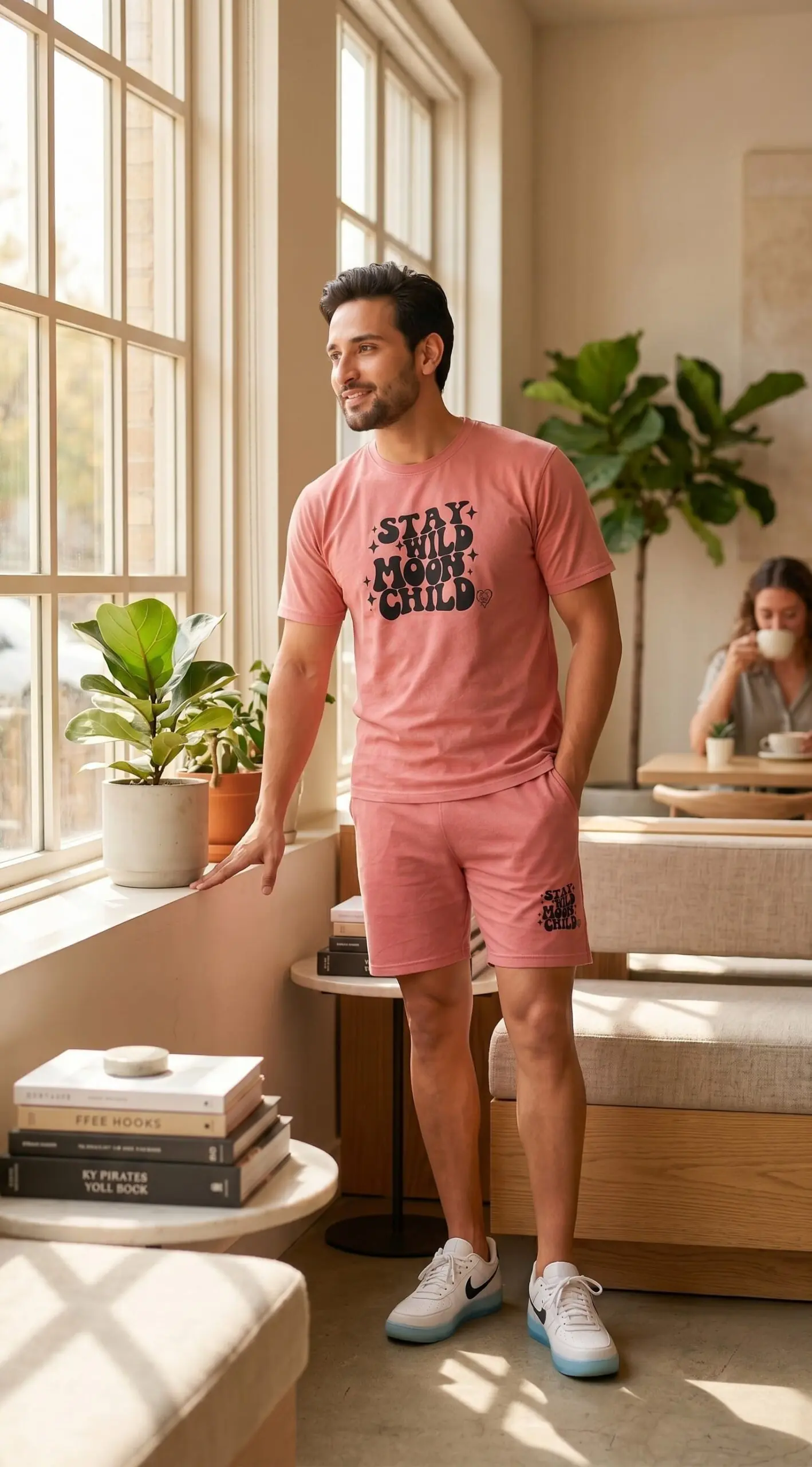 GRN Men's Peach Co-Ord Set | Hosiery Cotton T-Shirt & Shorts Set for Men | Casual Summer Wear - Image 3