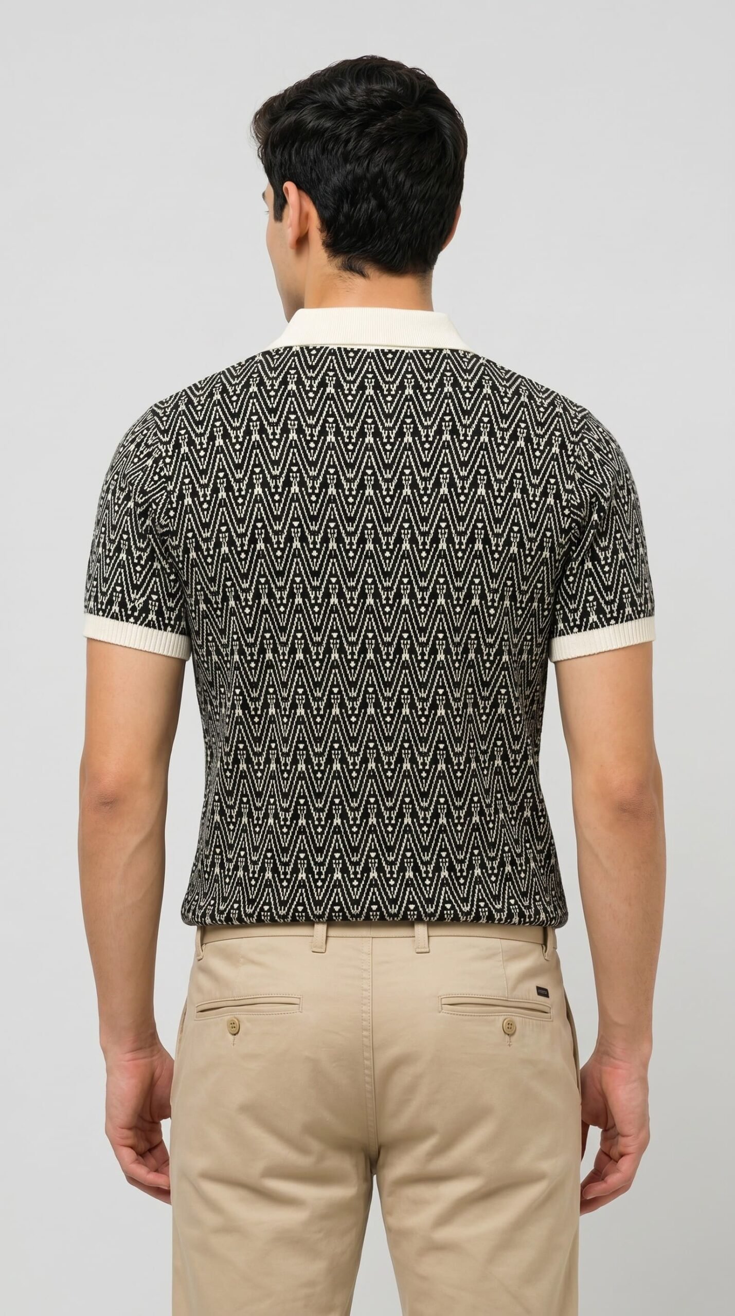 GRN Men's Black Jacquard Polo T-Shirt | Premium Cotton Blend Knit | Soft Breathable Casual Polo - Image 6