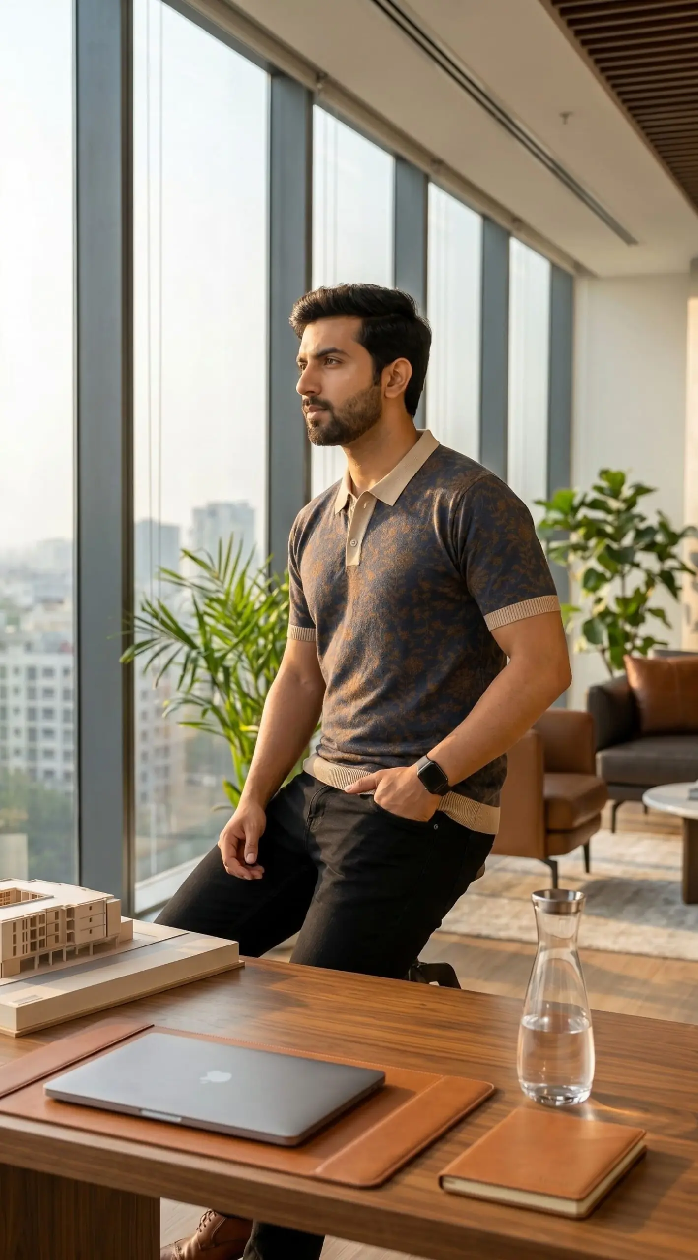 GRN Men's Blue Polo T-Shirt | Premium Cotton Blend Knit | Soft Breathable Casual Polo T-Shirt - Image 2
