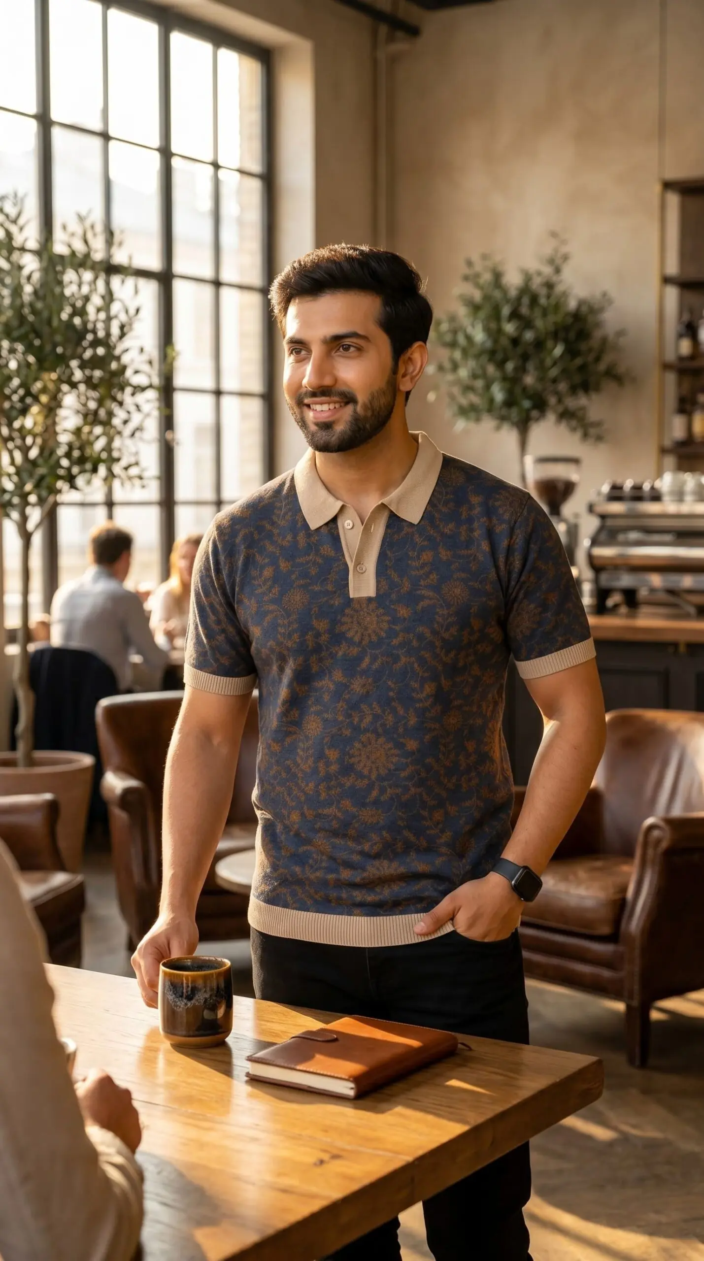GRN Men's Blue Polo T-Shirt | Premium Cotton Blend Knit | Soft Breathable Casual Polo T-Shirt - Image 6