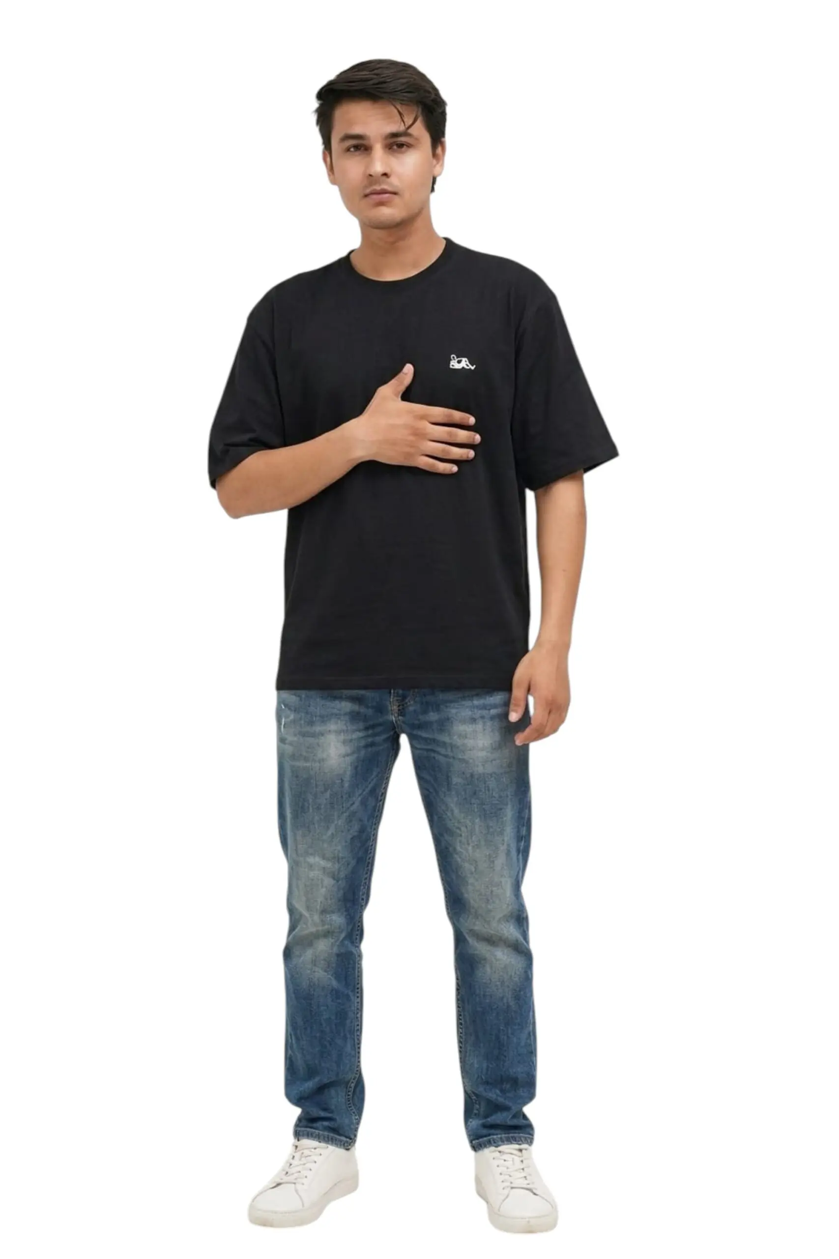 GRN Black Oversized Drop Shoulder T-Shirt – Premium Heavyweight Streetwear Comfort - Image 4