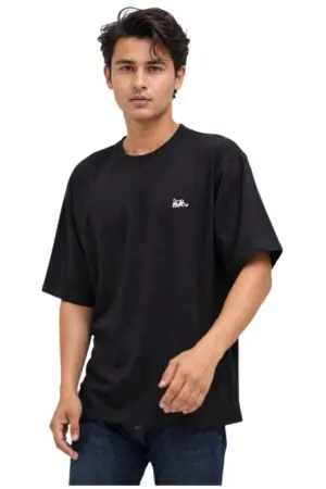GRN Black Oversized Drop Shoulder T-Shirt – Premium Heavyweight Streetwear Comfort