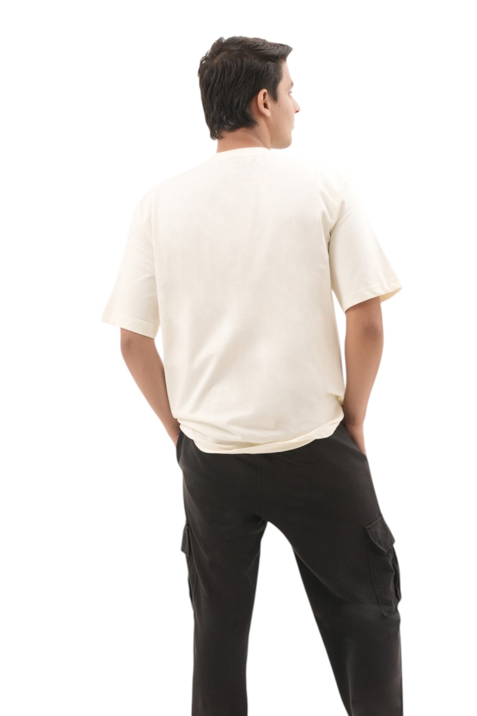 GRN07 Off White Oversized Drop Shoulder T-Shirt – Premium Minimal Streetwear Comfort - Image 3