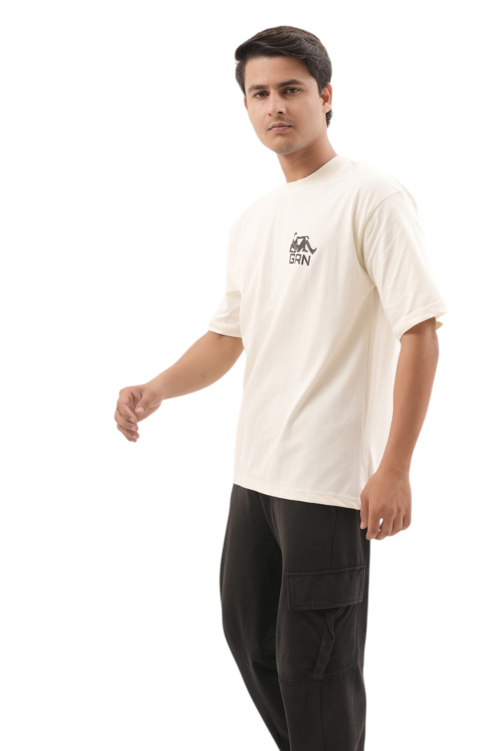 GRN07 Off White Oversized Drop Shoulder T-Shirt – Premium Minimal Streetwear Comfort - Image 4