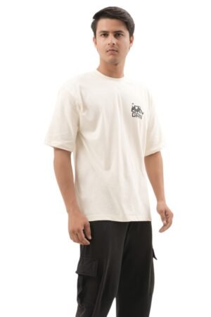 GRN07 Off White Oversized Drop Shoulder T-Shirt – Premium Minimal Streetwear Comfort
