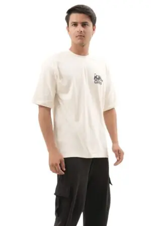 GRN07 Off White Oversized Drop Shoulder T-Shirt – Premium Minimal Streetwear Comfort