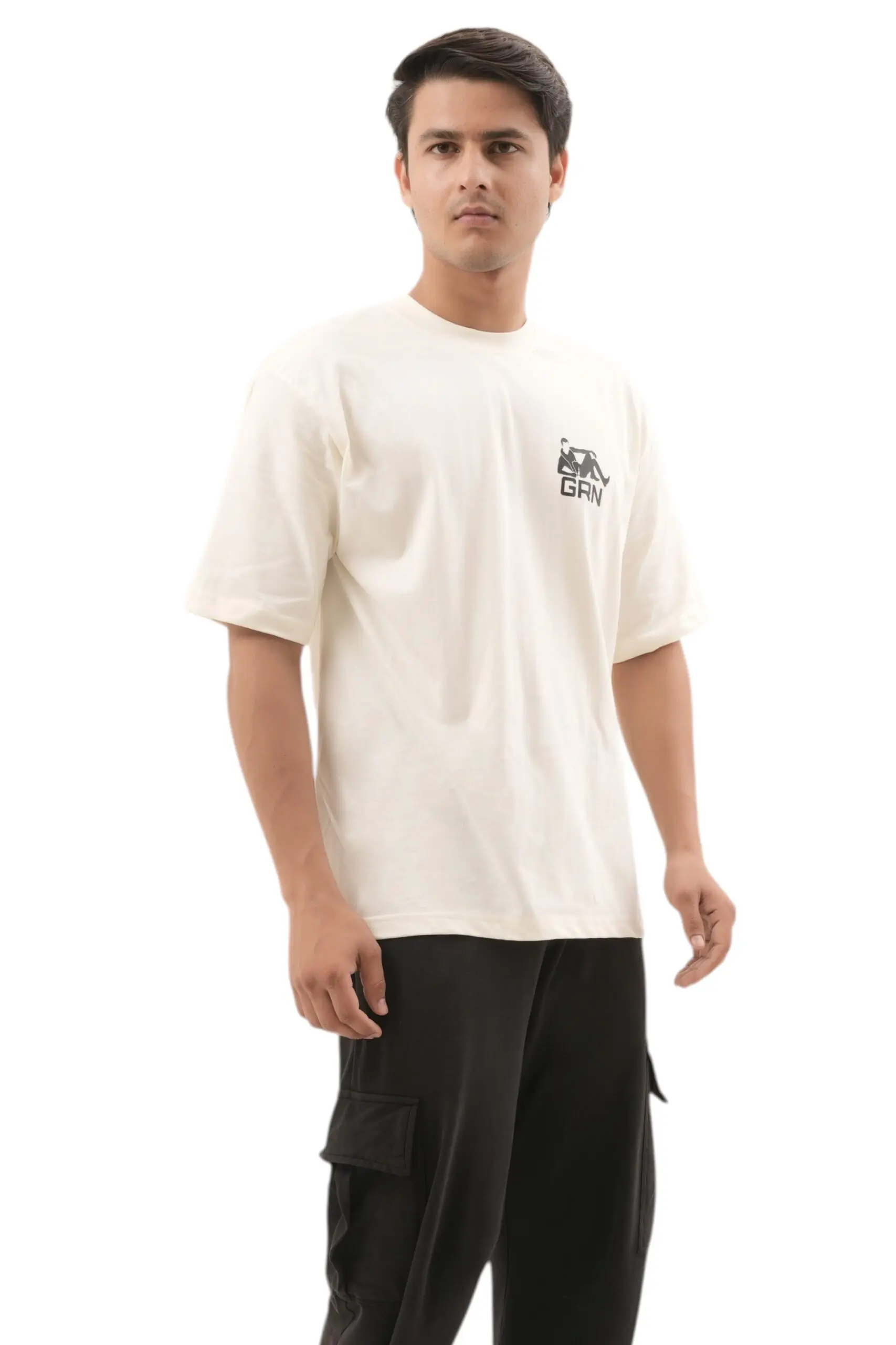 GRN07 Off White Oversized Drop Shoulder T-Shirt – Premium Minimal Streetwear Comfort