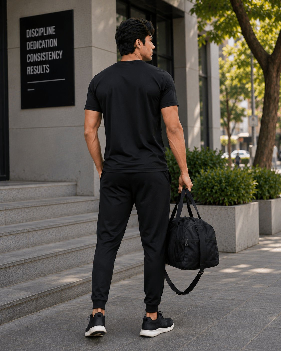 GRN Men's Black Round Neck T-Shirt | Premium Dot Knit 150 GSM | Soft Breathable Cotton Blend | Regular Fit Casual T-Shirt - Image 6