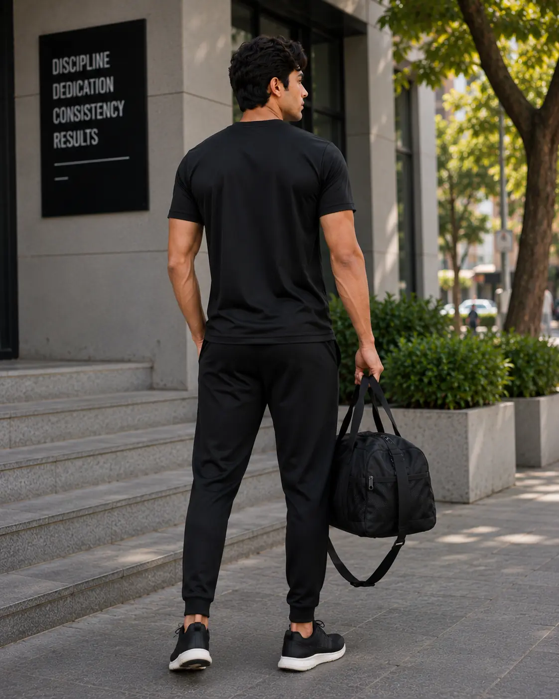 GRN Men's Black Round Neck T-Shirt | Premium Dot Knit 150 GSM | Soft Breathable Cotton Blend | Regular Fit Casual T-Shirt - Image 6