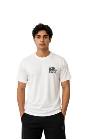 GRN White Round Neck T-Shirt – Clean Look, Ultimate Comfort