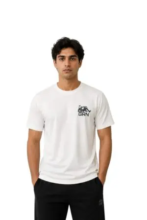 GRN White Round Neck T-Shirt – Clean Look, Ultimate Comfort