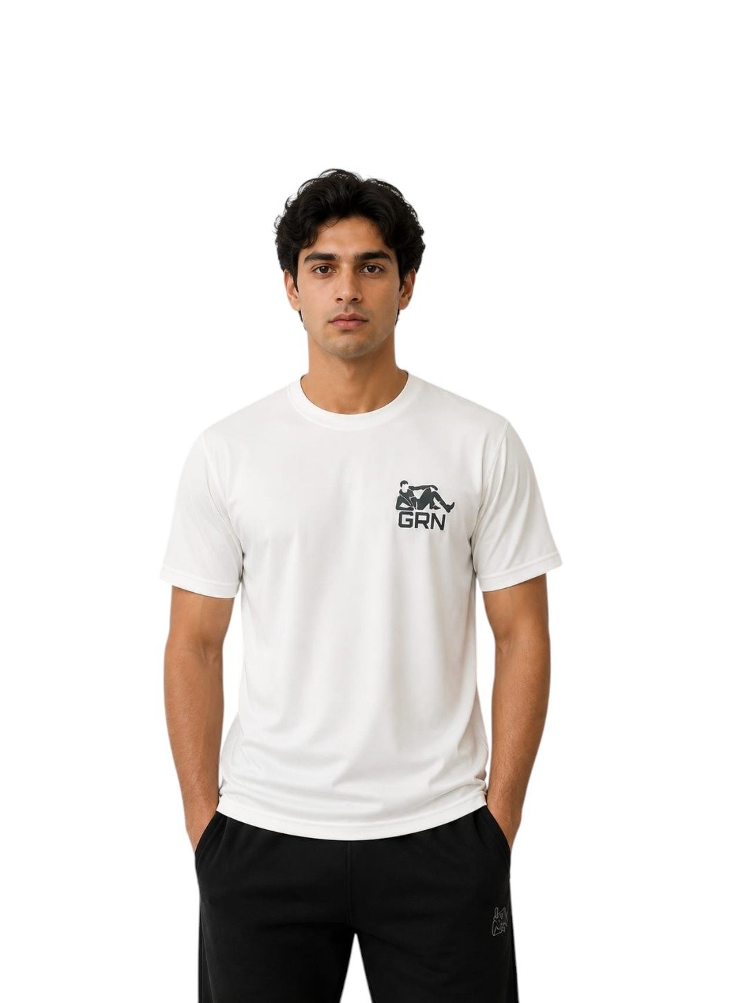 GRN White Round Neck T-Shirt – Clean Look, Ultimate Comfort
