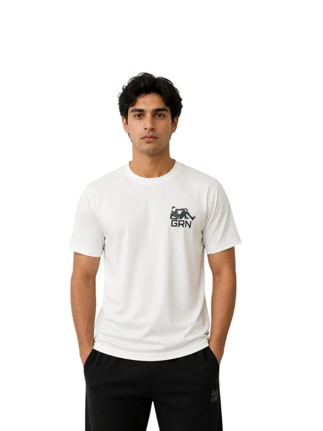 GRN White Round Neck T-Shirt – Clean Look, Ultimate Comfort