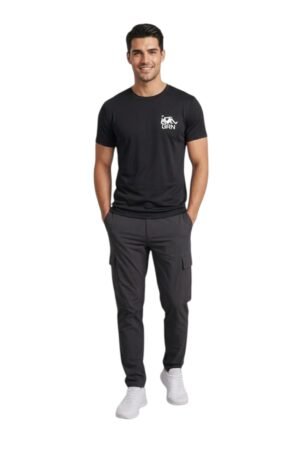 GRN Black Round Neck T-Shirt – Durable Comfort with Premium Feel