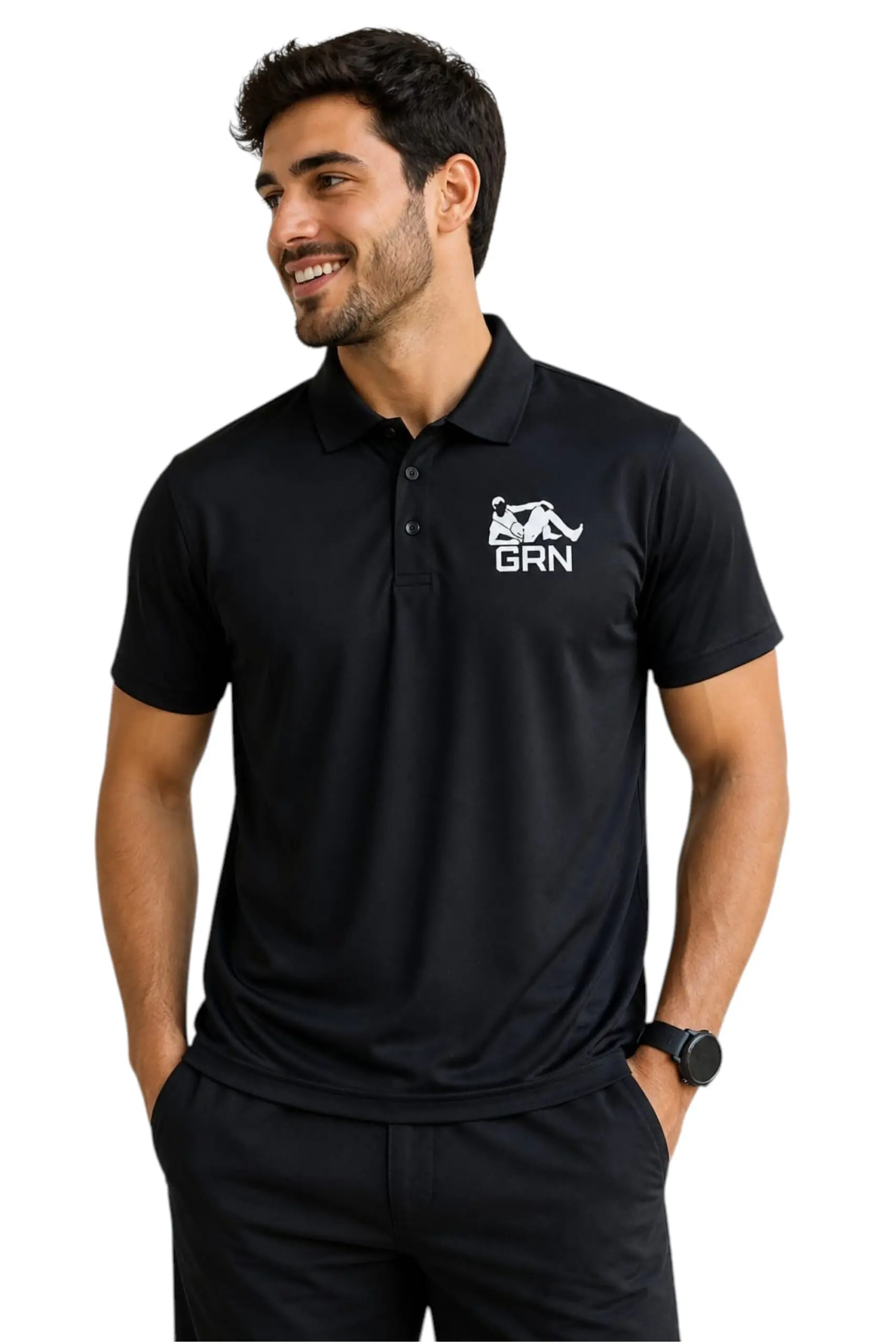 GRN Black Polo T-Shirt – Smart Style with Performance Comfort