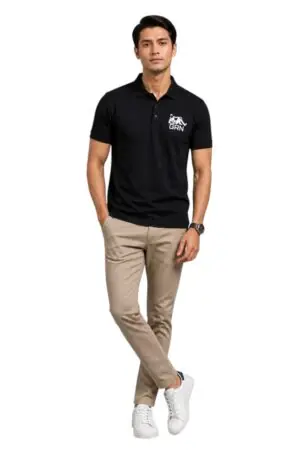 GRN Black Polo T-Shirt – Premium Heavyweight Style & Comfort