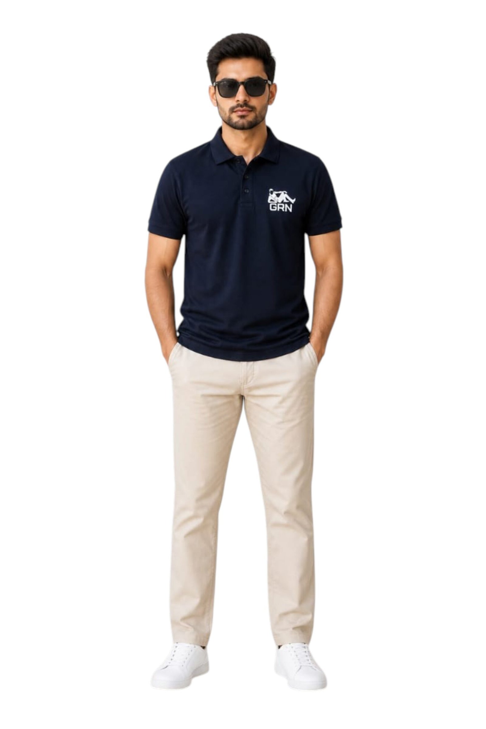 GRN Navy Blue Polo T-Shirt – Premium Cotton Comfort with a Refined Look - Image 2