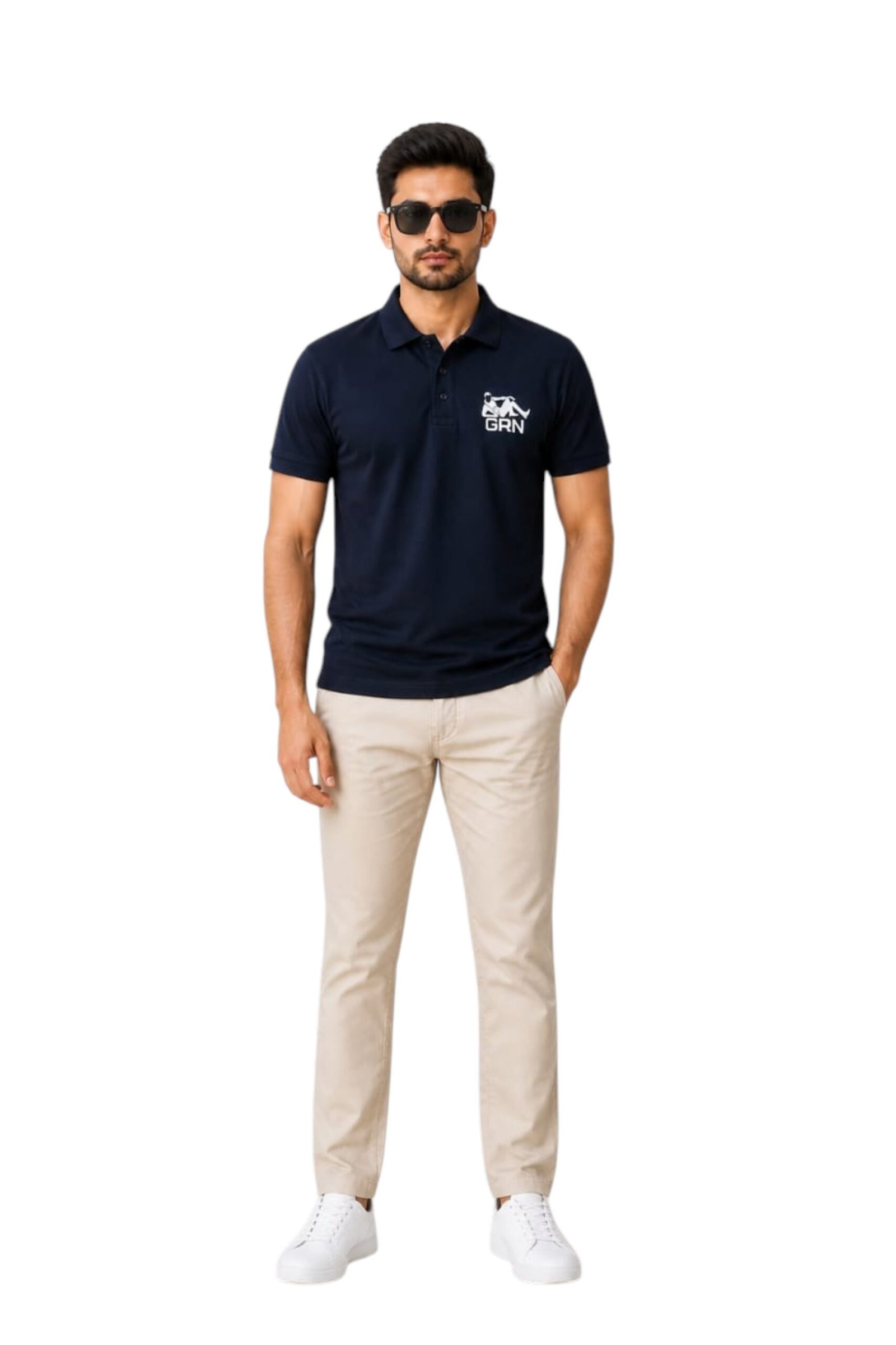 GRN Navy Blue Polo T-Shirt – Premium Cotton Comfort with a Refined Look - Image 3