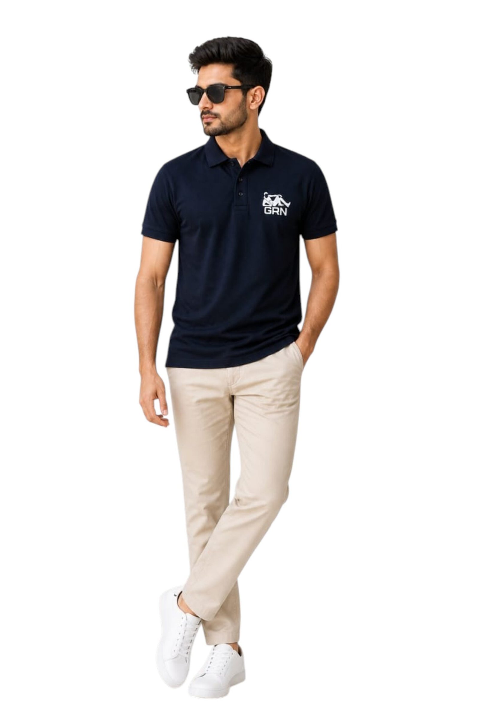 GRN Navy Blue Polo T-Shirt – Premium Cotton Comfort with a Refined Look - Image 4