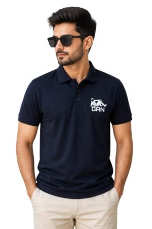 GRN Navy Blue Polo T-Shirt – Premium Cotton Comfort with a Refined Look