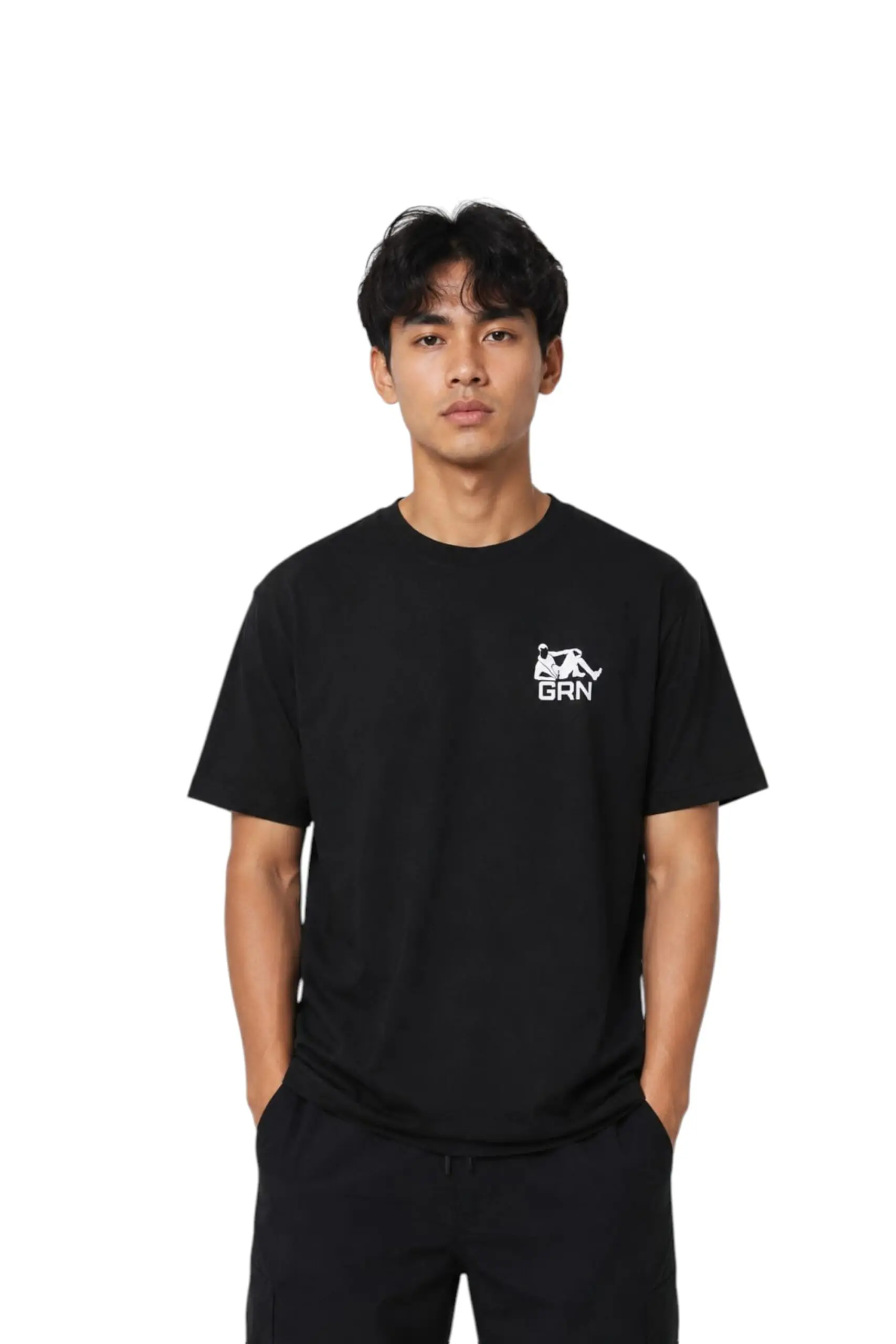 GRN Black Oversized Drop Shoulder T-Shirt – Premium Comfort with Street Style