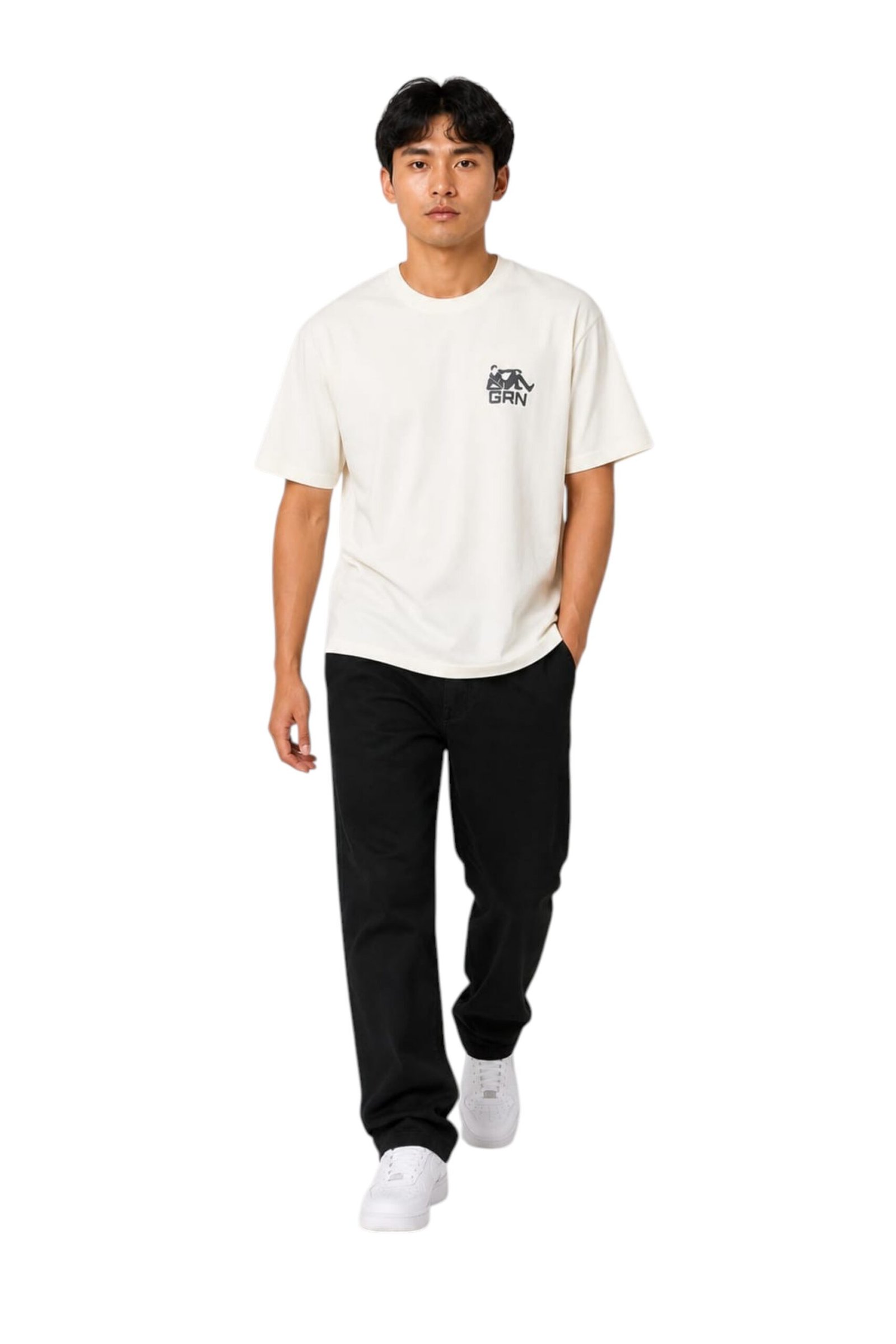 GRN Cream Oversized Drop Shoulder T-Shirt – Minimal Style with Premium Comfort - Image 3