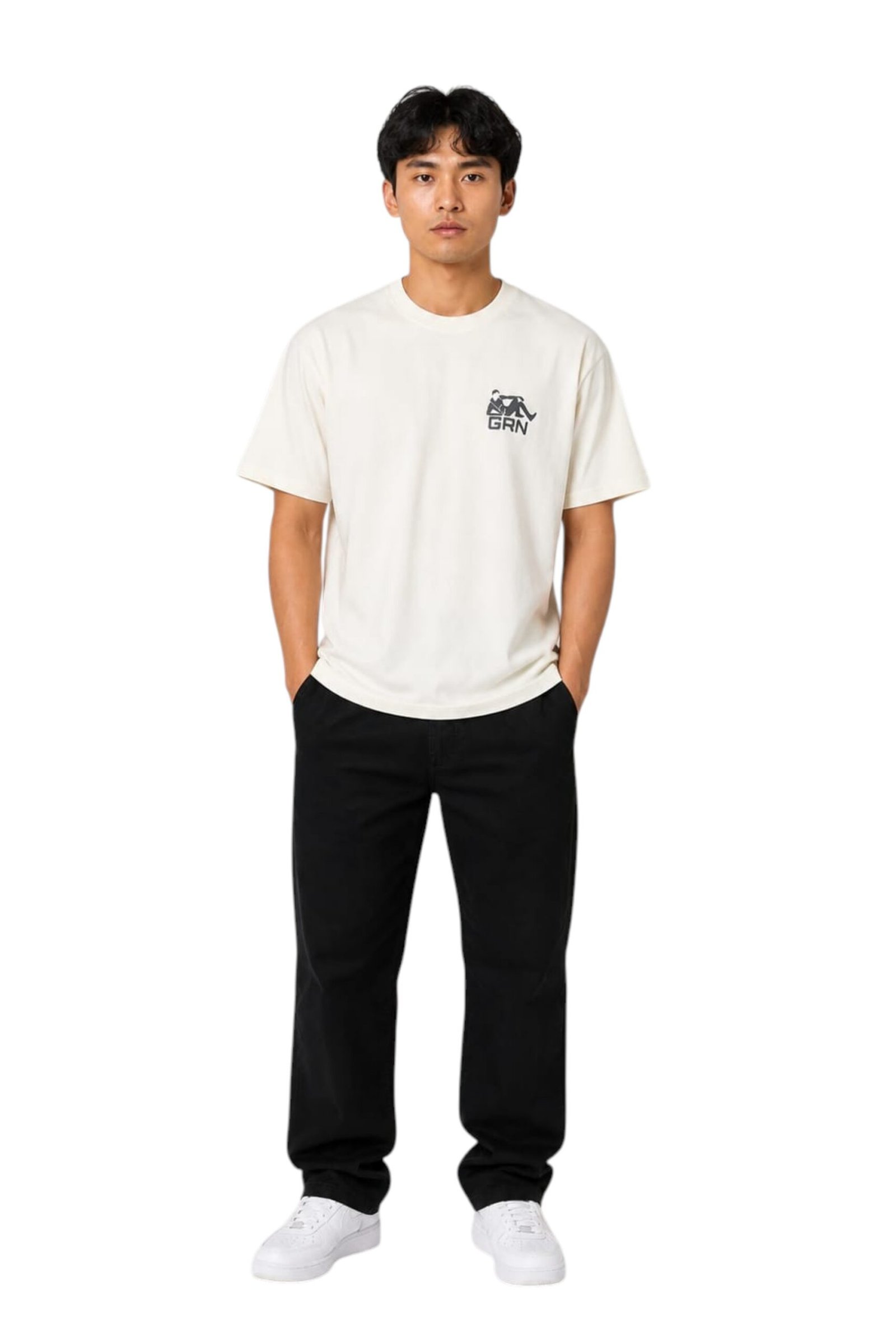 GRN Cream Oversized Drop Shoulder T-Shirt – Minimal Style with Premium Comfort - Image 4