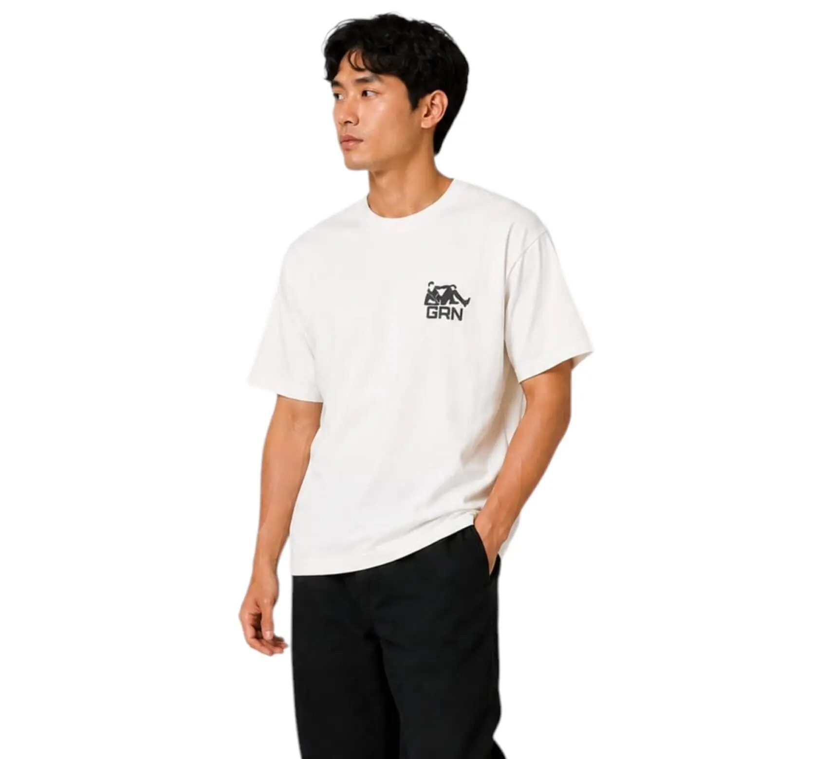 GRN Cream Oversized Drop Shoulder T-Shirt – Minimal Style with Premium Comfort