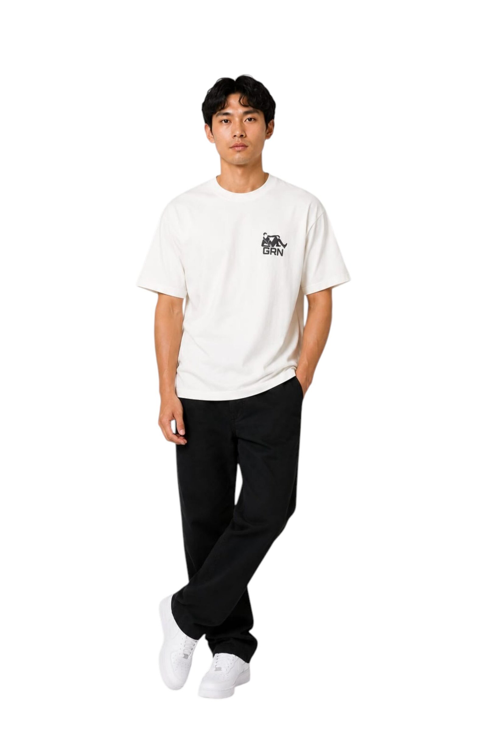 GRN Cream Oversized Drop Shoulder T-Shirt – Minimal Style with Premium Comfort - Image 2