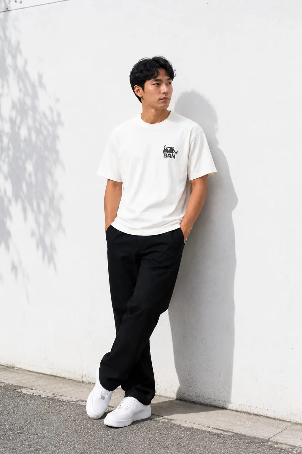 GRN White Oversized Drop Shoulder T-Shirt – Clean Street Style with Premium Comfort - Image 2