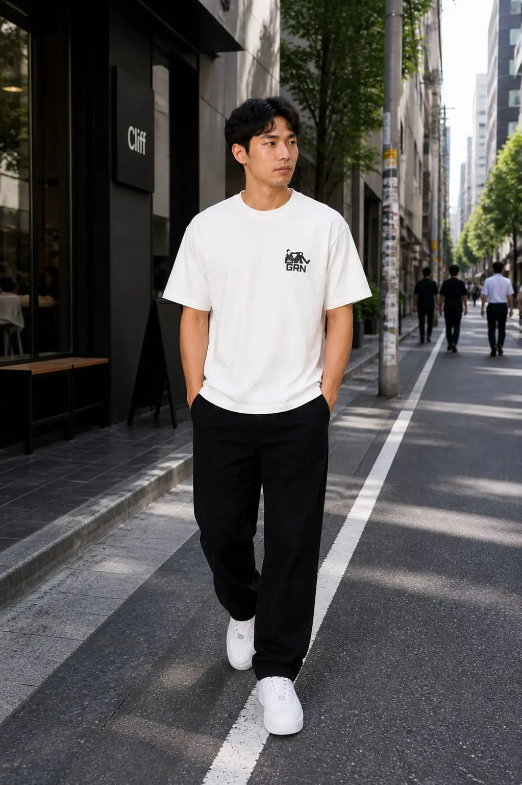 GRN White Oversized Drop Shoulder T-Shirt – Clean Street Style with Premium Comfort