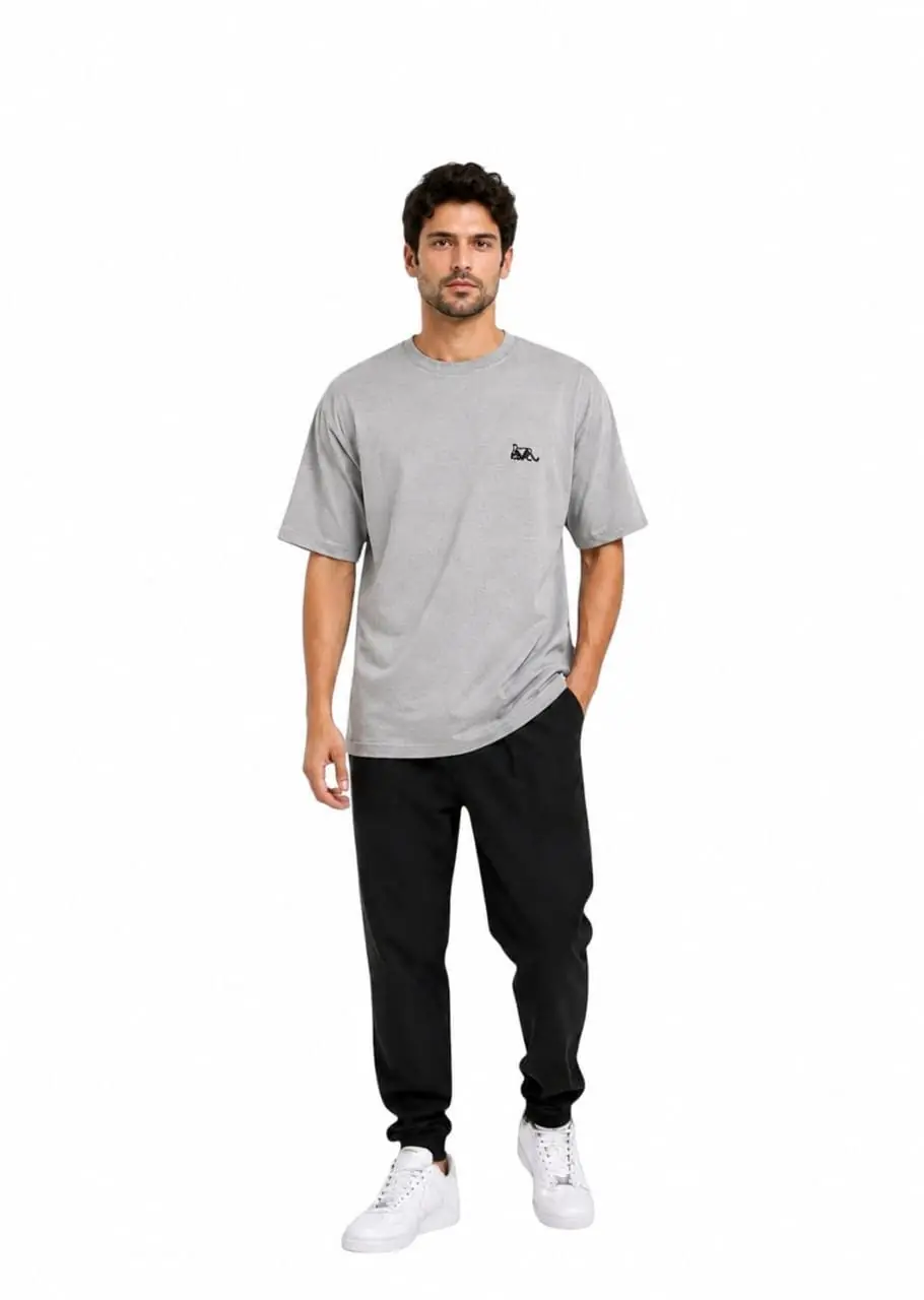 GRN Cement Grey Oversized Drop Shoulder T-Shirt – Premium Streetwear with a Modern Edge - Image 2