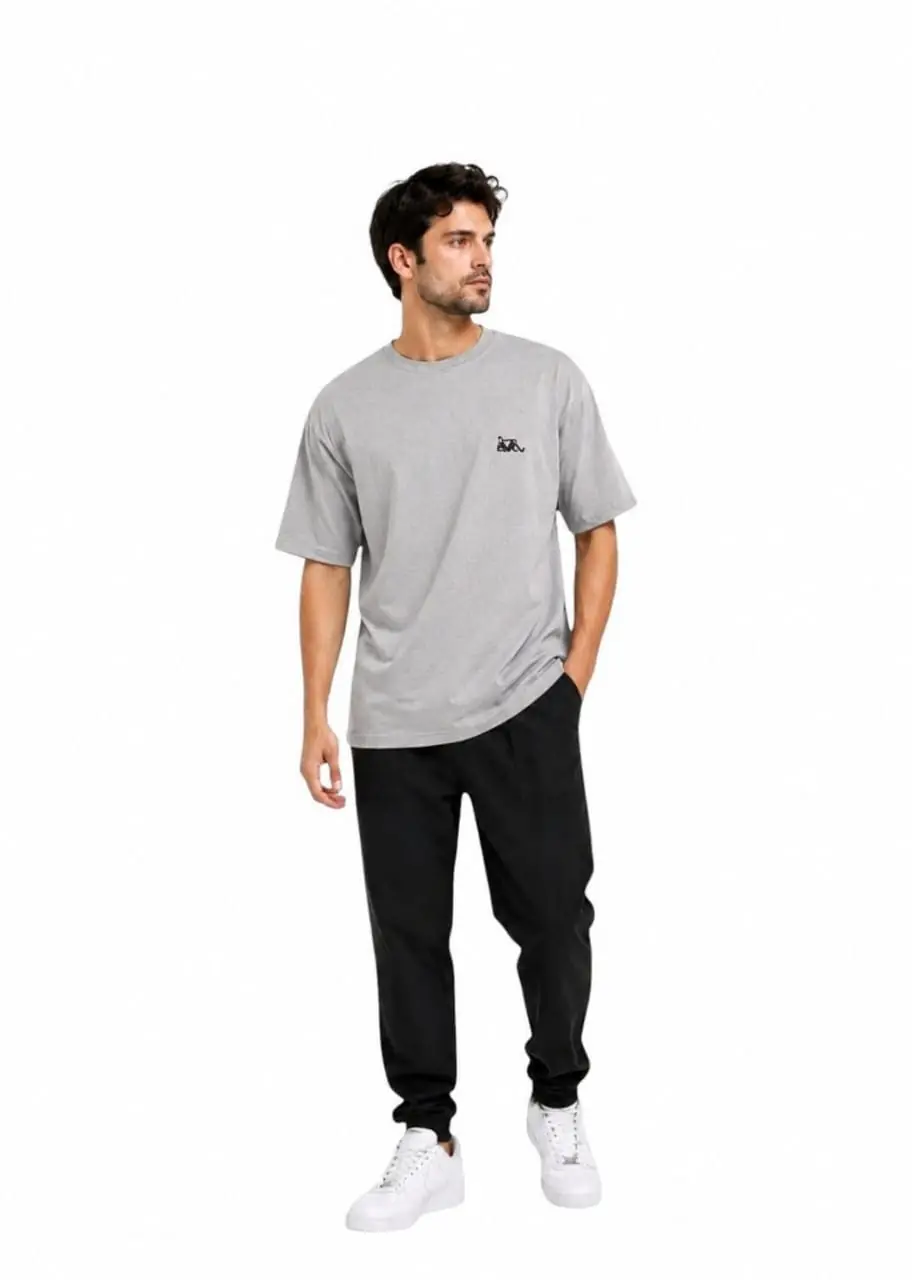 GRN Cement Grey Oversized Drop Shoulder T-Shirt – Premium Streetwear with a Modern Edge - Image 3