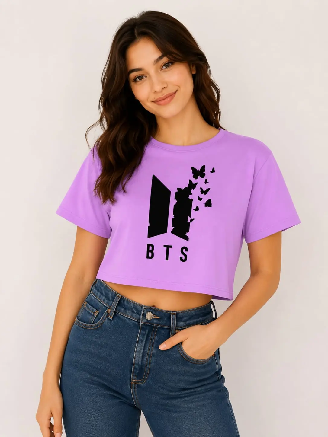 GRN Lavender Crop Top – Trendy Style with a Soft Touch