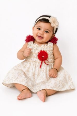 GRN Baby Girls Floral Printed Sleeveless Frock Dress for Infants