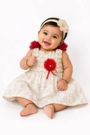 GRN Baby Girls Floral Printed Sleeveless Frock Dress for Infants